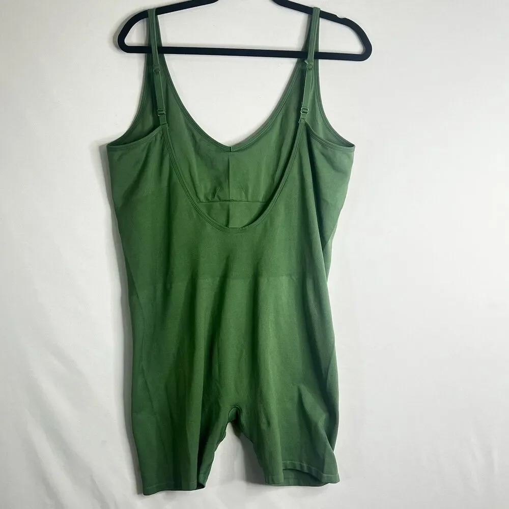 VS PINK Active 6” Seamless Workout Bodysuit Romper Green Sz XXL Athleisure Gym